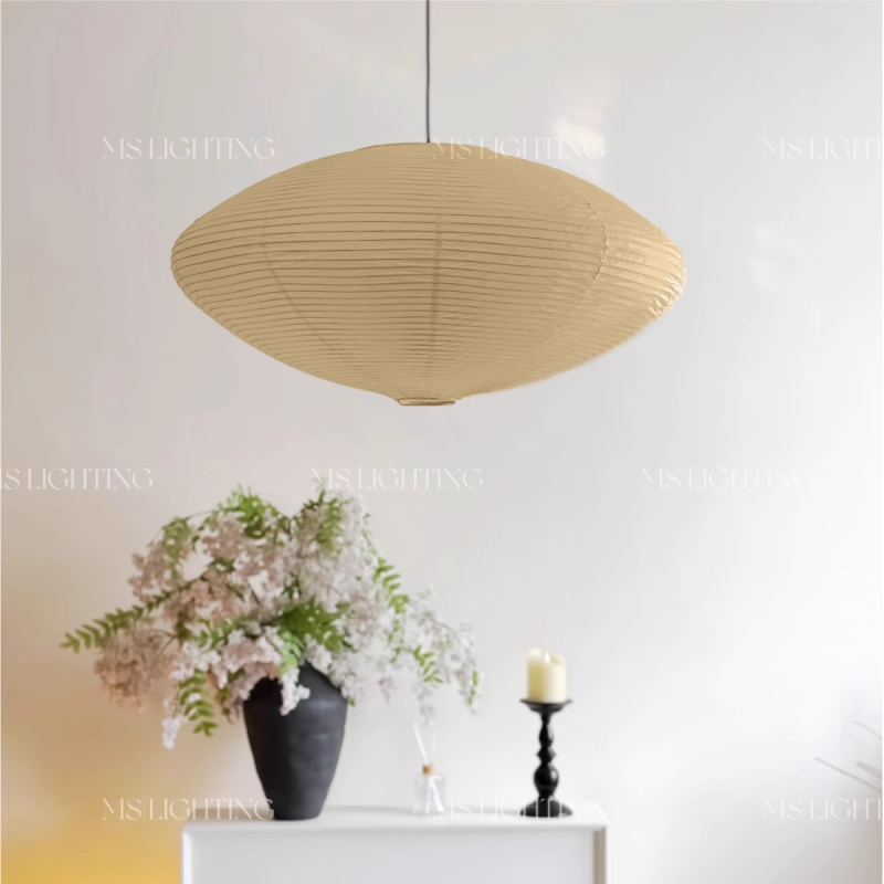 Wabi-Sabi stil: okrugla UFO svjetiljka s japanskim retro abažurem, papirnati luster za spavaću sobu, restoran ili dućan odjeće — inspirirano Isamu Noguchi