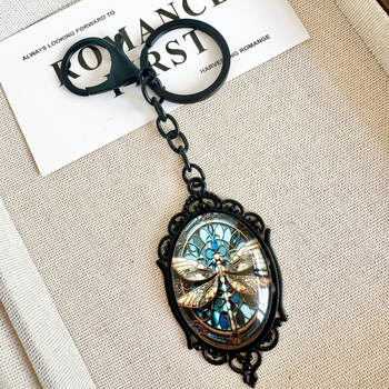 Kovinski privjesak za ključeve s retro gotičkim motivom dragonfly, kreativni umjetnički privjesak, personalizirani privjesak za ključeve, dodatak za torbicu