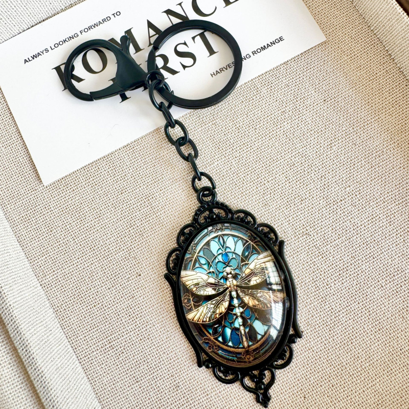 Kovinski privjesak za ključeve s retro gotičkim motivom dragonfly, kreativni umjetnički privjesak, personalizirani privjesak za ključeve, dodatak za torbicu