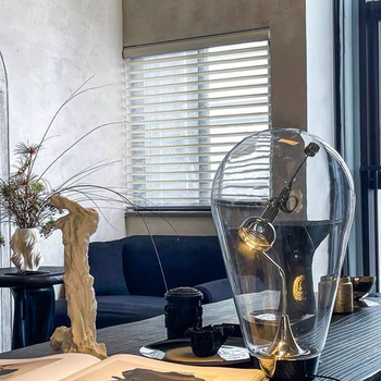 Blow dizajnová sklenená stolová lampa, minimalistický dizajn do spálne a na stôl, dotykové stmavenie pre čítanie a atmosféru