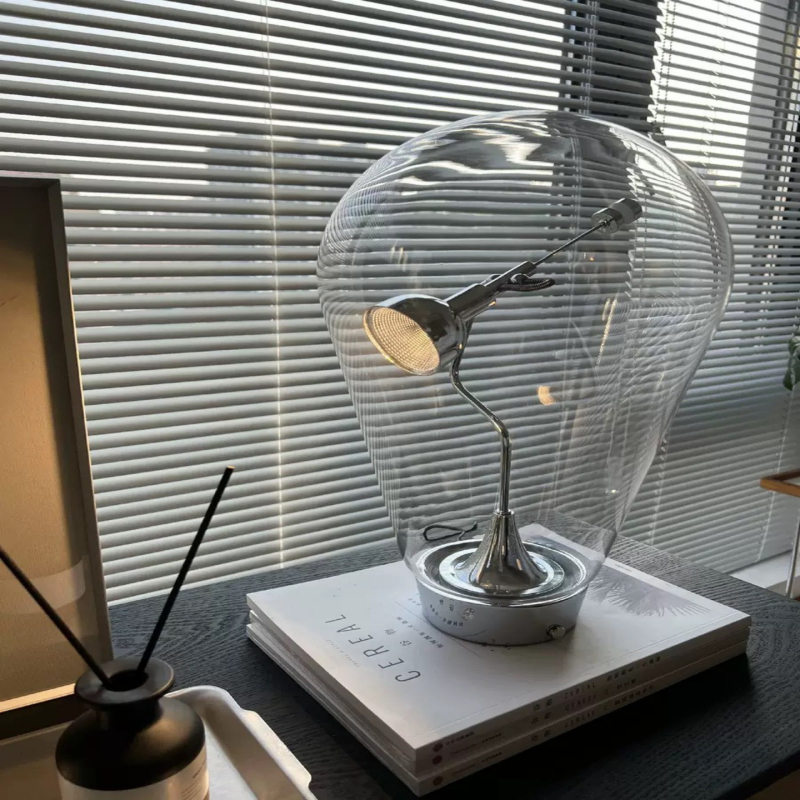 Blow dizajnová sklenená stolová lampa, minimalistický dizajn do spálne a na stôl, dotykové stmavenie pre čítanie a atmosféru