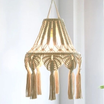 Pamukasti pleteni abažur za lampu s gobelnom, nordijski boemski stil, 30×80 cm