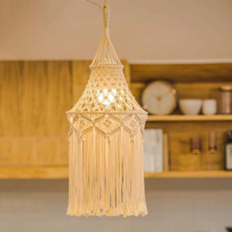 Pamukasti pleteni abažur za lampu s gobelnom, nordijski boemski stil, 30×80 cm