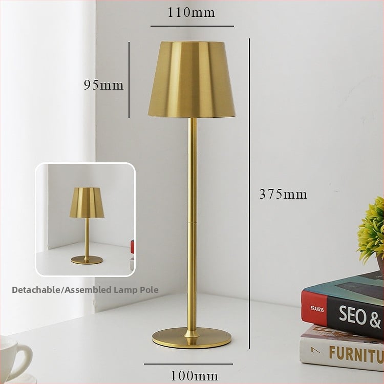 Zlatá kovová nočná lampa na jedálenský stôl – dekoratívne osvetlenie pre atmosféru, nabíjateľné