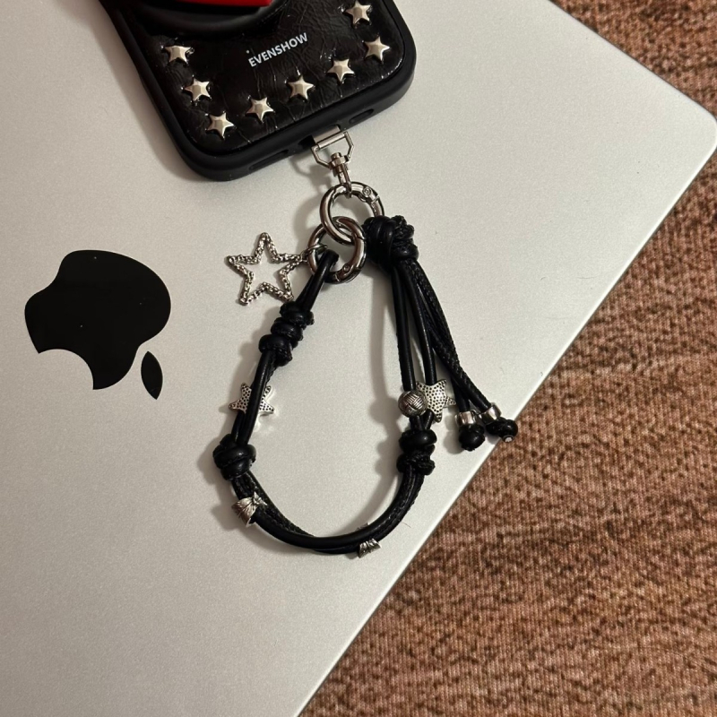 Originalni nišni dizajn sa zvjezdanim elementom, pleteni kožni končić za ključeve i telefon, sigurnosna uzica protiv gubitka