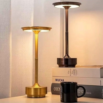 Syg td03bj-001 Kovová LED stolná lampa s dotykovým ovládaním, trojfarebné nastaviteľné ambientné osvetlenie, vstavaná batéria, USB nabíjateľná nočná lampička