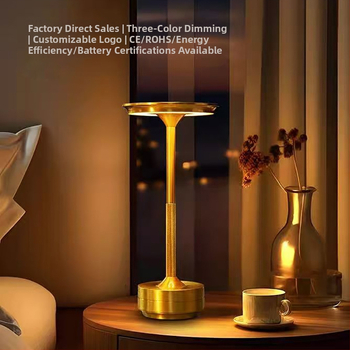 Syg td03bj-001 Kovová LED stolná lampa s dotykovým ovládaním, trojfarebné nastaviteľné ambientné osvetlenie, vstavaná batéria, USB nabíjateľná nočná lampička