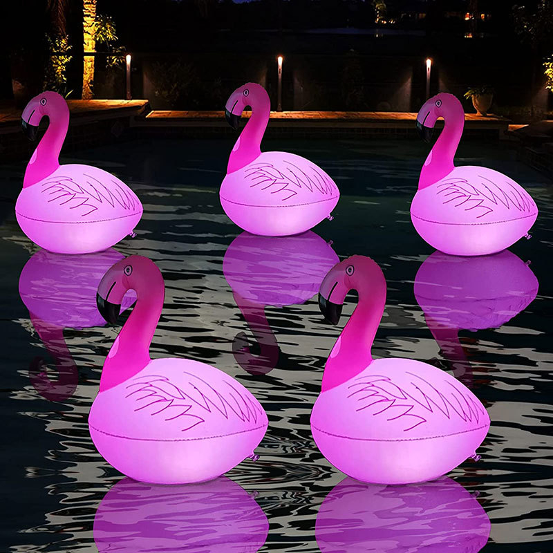 Solarno punjivo LED flamingo svjetlo, vodootporno RGBW kuglasto svjetlo za bazen i dvorište
