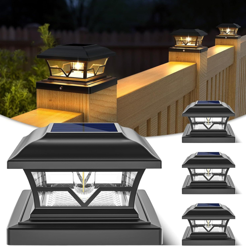 Solarne stubne lampe za ogradu i dvorište – vanjska rasvjeta krajolika u klasičnom retro stilu