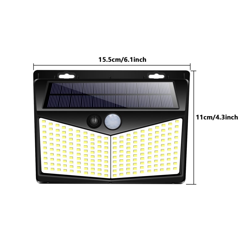 Solarna vanjska LED svjetiljka s senzorom pokreta, 300 LED, za terasu, balkon i vrt