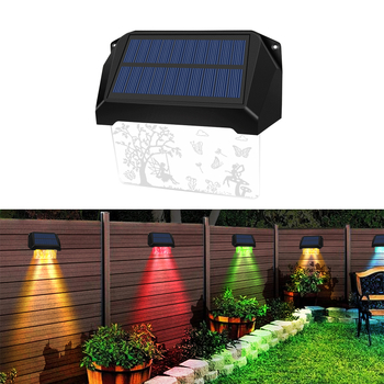 Solarna lampa za ogradu s 3D akrilnim laserom ugraviranim uzorkom, vanjska noćna rasvjeta za zid dvorišta i kućnu ploču