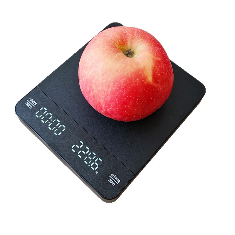 Bijela punjiva kuhinjska vaga za kavu, kapacitet 3 kg, digitalna kuhinjska vaga s preciznošću 0,1 g i tajmerom