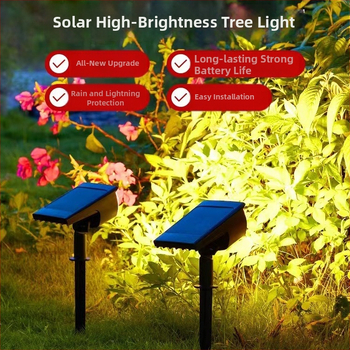 Solarni vanjski reflektor s čepom za tlo, vodootporno osvjetljenje dvorišta i krajolika uz kontrolu svjetla