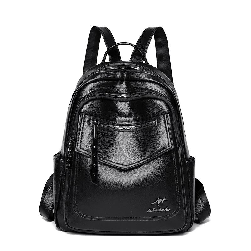 Ženski putni ruksak, moderan casual minimalist dizajn, PU koža, velik kapacitet, školska torba