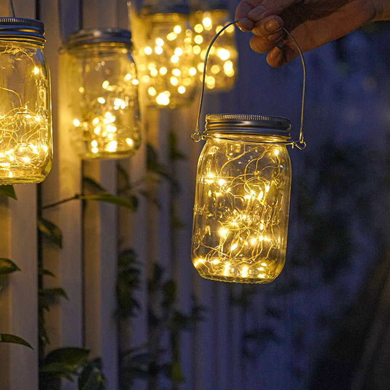 Solarni Mason jar lampioni za vanjski prostor, vodootporne viseće svjetiljke za vrt, dekorativni lampioni želja