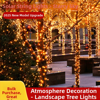 Lumină LED solară pentru copac, șir de lumini exterior, IP66, iluminat decorativ pentru grădină.
