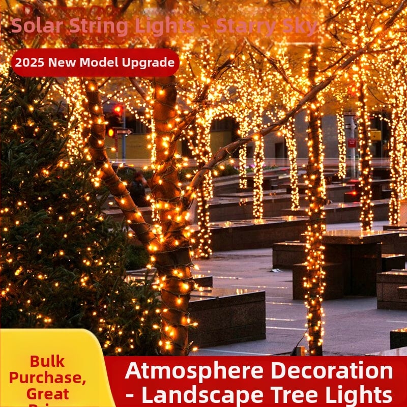 Lumină LED solară pentru copac, șir de lumini exterior, IP66, iluminat decorativ pentru grădină.