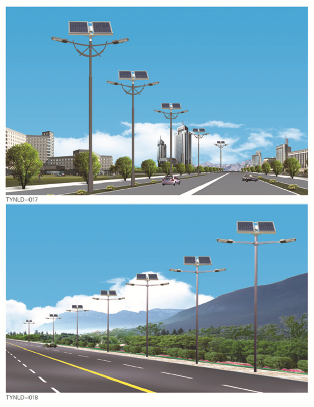Solarna ulična rasvjeta, energetski učinkovita LED, jednoruka ili dvoručna ramena dizajn, solarni panel, vanjski nadzor rasvjete, za nove ruralne ceste i trgove