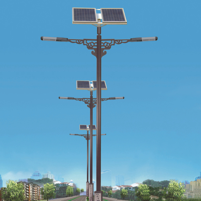 Solarna ulična rasvjeta, energetski učinkovita LED, jednoruka ili dvoručna ramena dizajn, solarni panel, vanjski nadzor rasvjete, za nove ruralne ceste i trgove