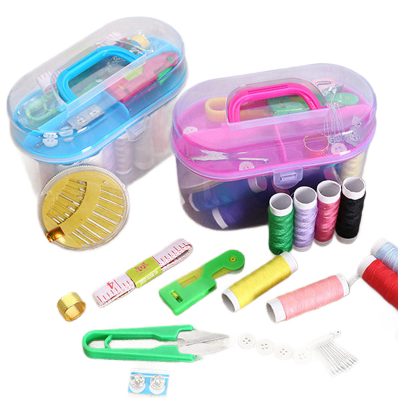 Kit de cusut 11 piese pentru uz casnic și cămin, unelte pentru repararea hainelor, ace și ață, cutie de depozitare pentru cusut manual