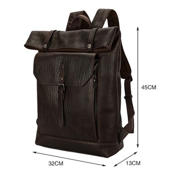 Source Ruksak od prave kože, kože prvog sloja goveda, unisex poslovni ruksak za 15,6-inčni laptop, velika kapaciteta 20–35 L