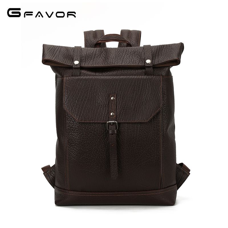 Source Ruksak od prave kože, kože prvog sloja goveda, unisex poslovni ruksak za 15,6-inčni laptop, velika kapaciteta 20–35 L