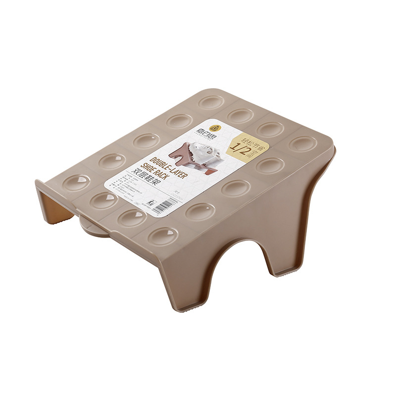 Raft din plastic pentru pantofi, cu două etaje, spații de depozitare integrate