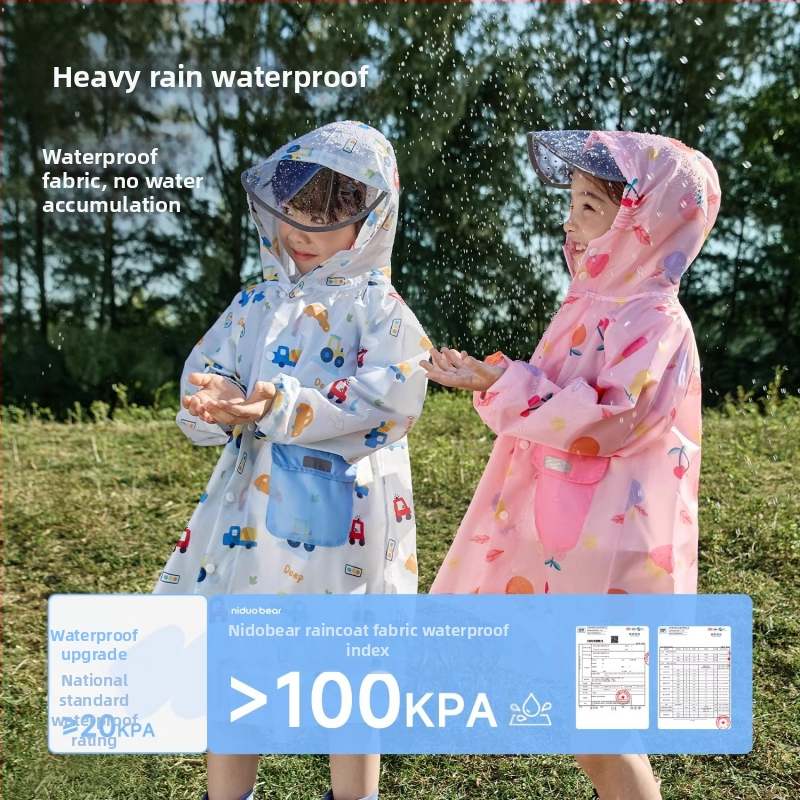 Nido Bear 2025 Detské nepromokavé pončo – ľahké školské oblečenie do dažďa pre chlapcov aj dievčatá
