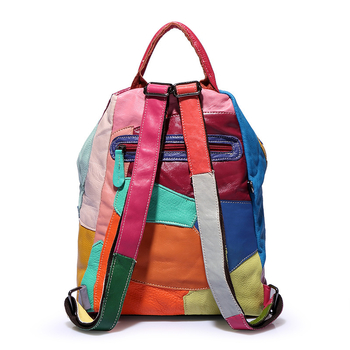 Modni ženski ranac od prave kože s patchwork detaljima, moderan kožni ranac velike kapacitete za outdoor putovanja – H810
