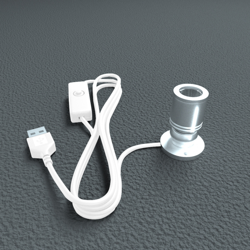 USB niskonaponski LED mini spot za akvarij, plošno ugradbeni, aluminijsko kućište, 5V, 1W/3W