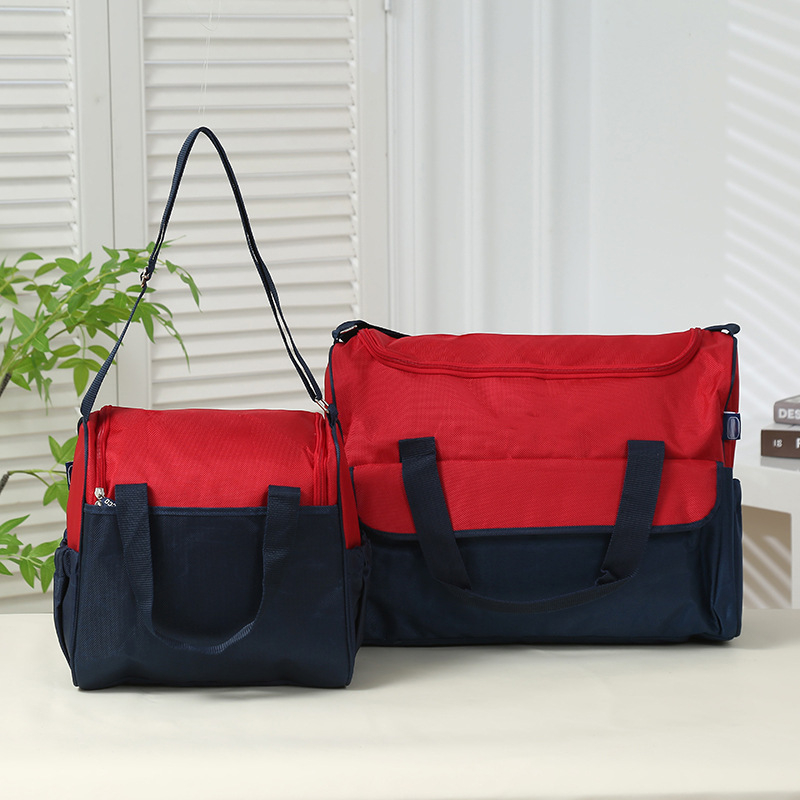 Set torbi za mamu s dizajnom boja blokova, crossbody i ručno nošenje, velika kapaciteta za putovanje s bebom