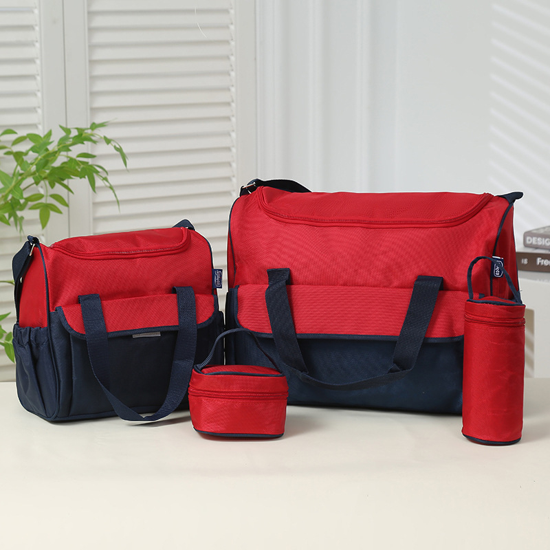 Set torbi za mamu s dizajnom boja blokova, crossbody i ručno nošenje, velika kapaciteta za putovanje s bebom