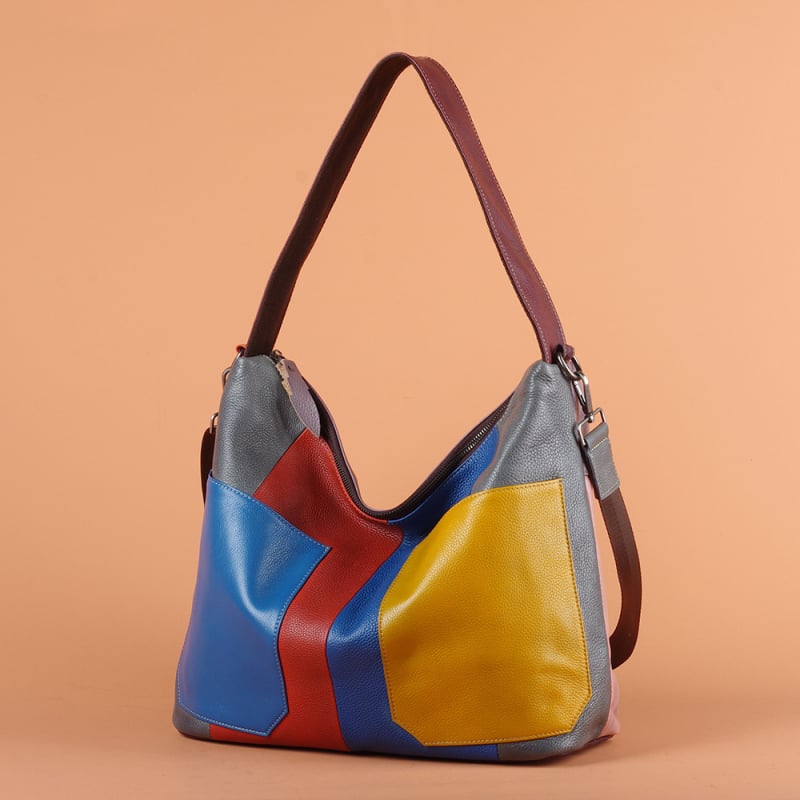 Ženska torba od prave kože, prvi sloj teleće kože, šavovi u bojama, ručna izrada, crossbody torba preko ramena, retro stil Europa-Amerika