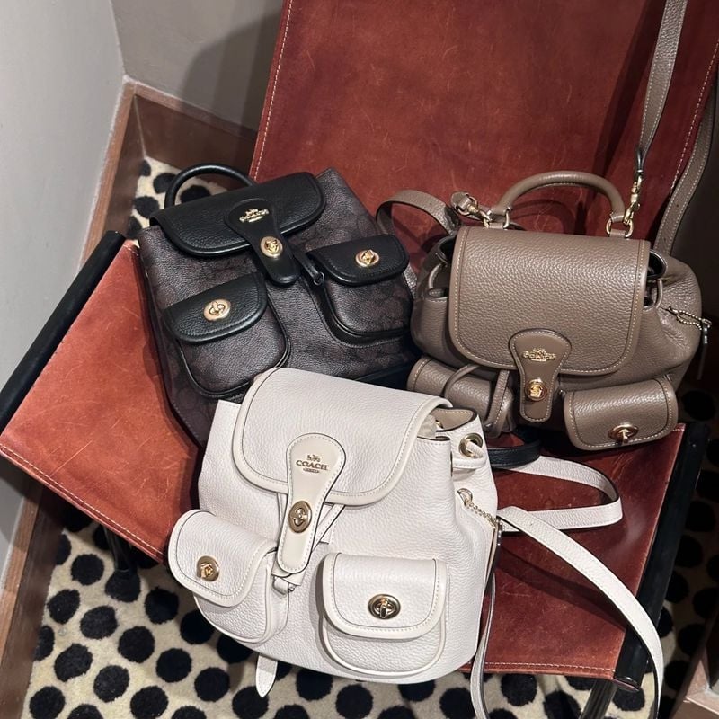 Ko Hadley Koža bivola s lychee uzorkom, preklopni kapak, torba za rame, crossbody i ruksak