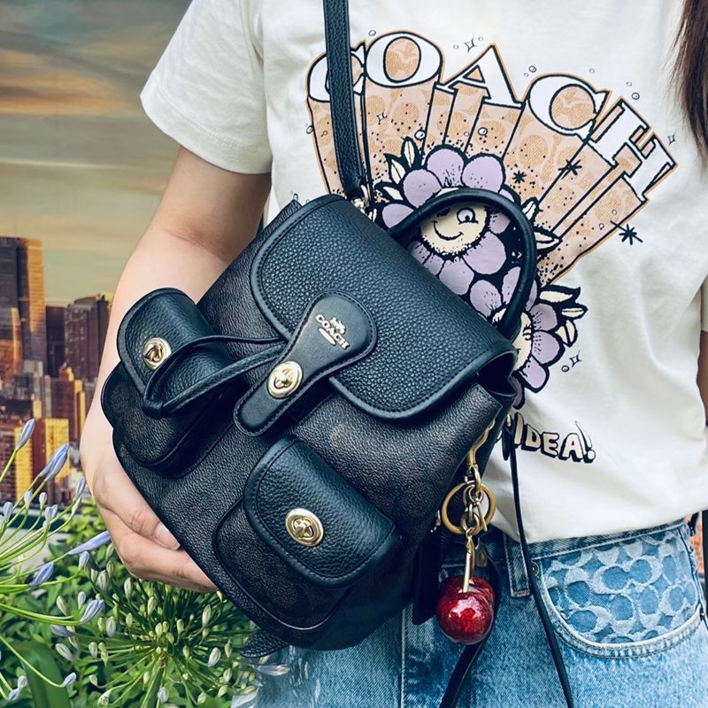 Ko Hadley Koža bivola s lychee uzorkom, preklopni kapak, torba za rame, crossbody i ruksak