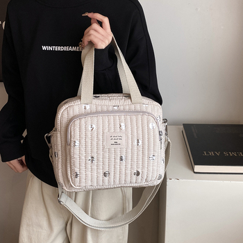 Jednostavna i elegantna torba za mame, može se nositi na rame ili crossbody, višenamjenska torba za mame s pretincem za vlažne maramice
