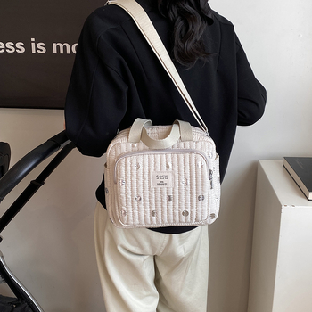 Jednostavna i elegantna torba za mame, može se nositi na rame ili crossbody, višenamjenska torba za mame s pretincem za vlažne maramice