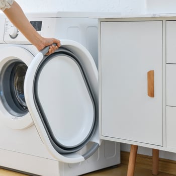 Αναδιπλούμενο καλάθι για βρώμικα ρούχα, μπάνιο, μπλε