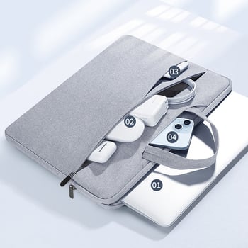 Nothing Geantă de afaceri ușoară pentru laptop și tabletă, geantă de umăr multifuncțională, interior căptușit, gri