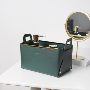 Cutie de depozitare pentru birou din piele, în stil nordic, organizator pliabil pentru cosmetice