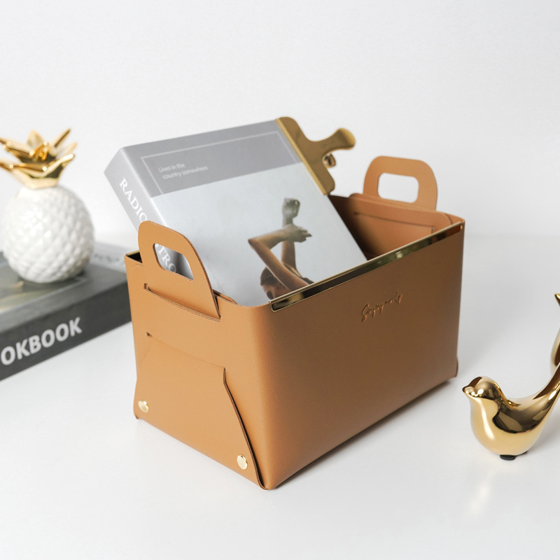 Cutie de depozitare pentru birou din piele, în stil nordic, organizator pliabil pentru cosmetice