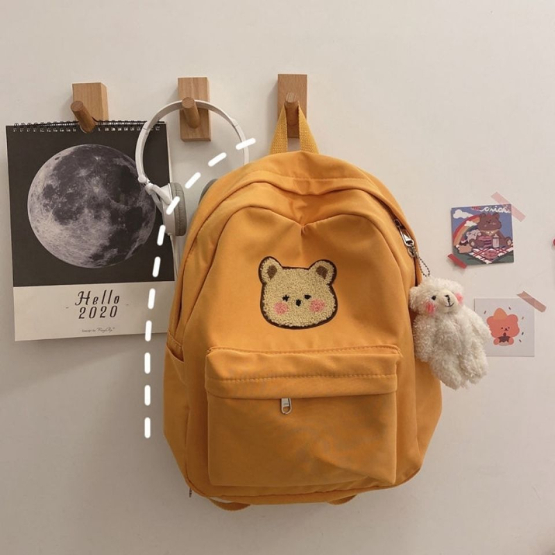 Korejski nadahnuti slatki crtani medo ruksak, vintage stil, Harajuku djevojački školski ruksak, chic mekani ruksak