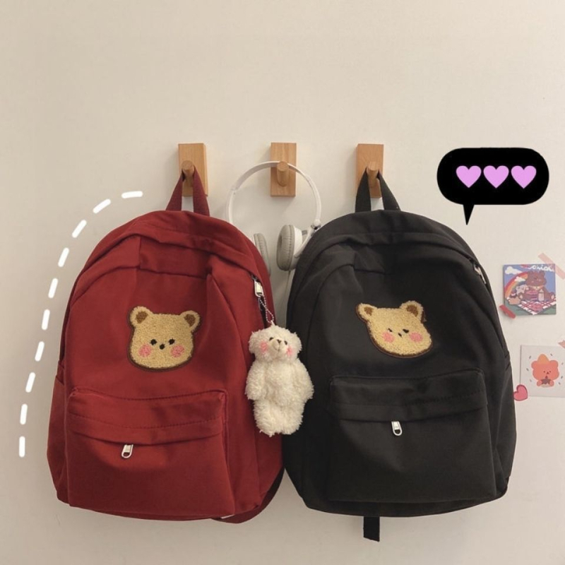 Korejski nadahnuti slatki crtani medo ruksak, vintage stil, Harajuku djevojački školski ruksak, chic mekani ruksak