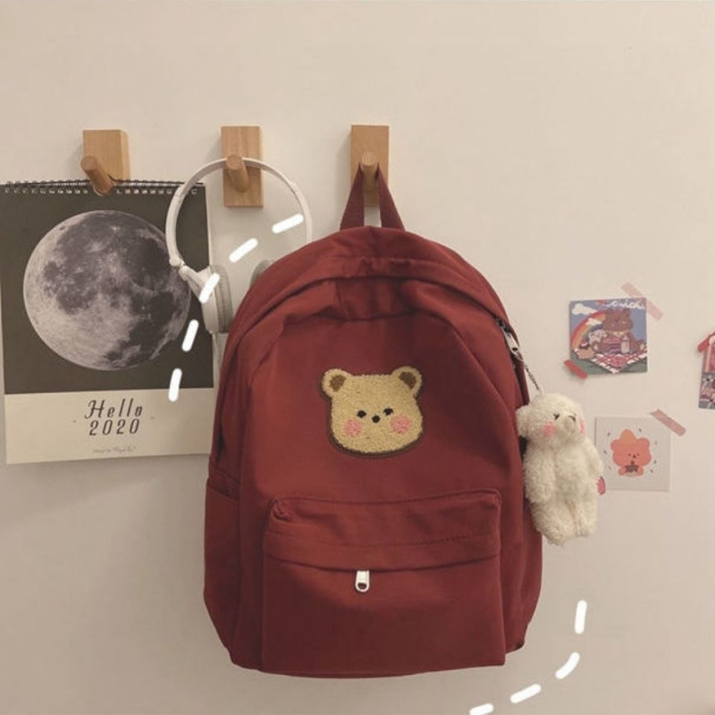Korejski nadahnuti slatki crtani medo ruksak, vintage stil, Harajuku djevojački školski ruksak, chic mekani ruksak