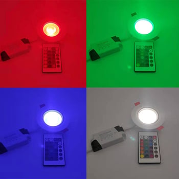 RGB LED ugrađeni stropni downlight 3W s daljinskim upravljačem, aluminijsko kućište