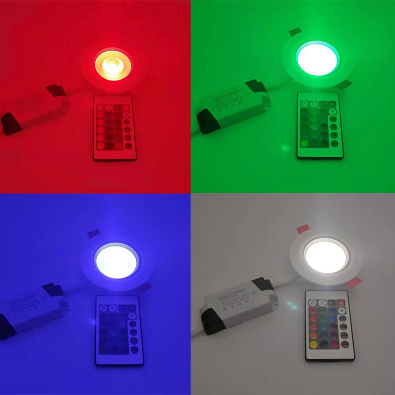 RGB LED ugrađeni stropni downlight 3W s daljinskim upravljačem, aluminijsko kućište