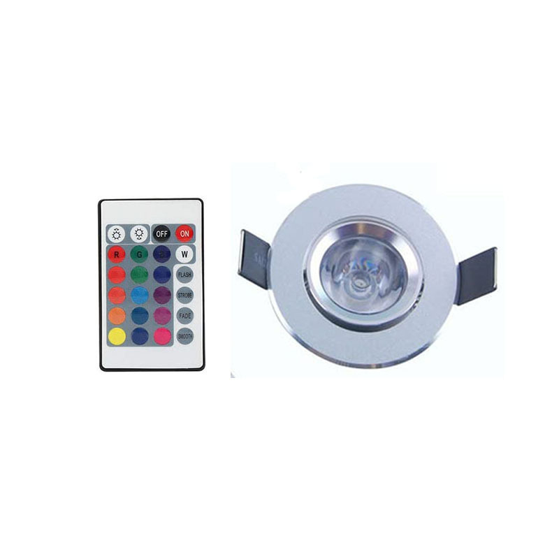 RGB LED ugrađeni stropni downlight 3W s daljinskim upravljačem, aluminijsko kućište