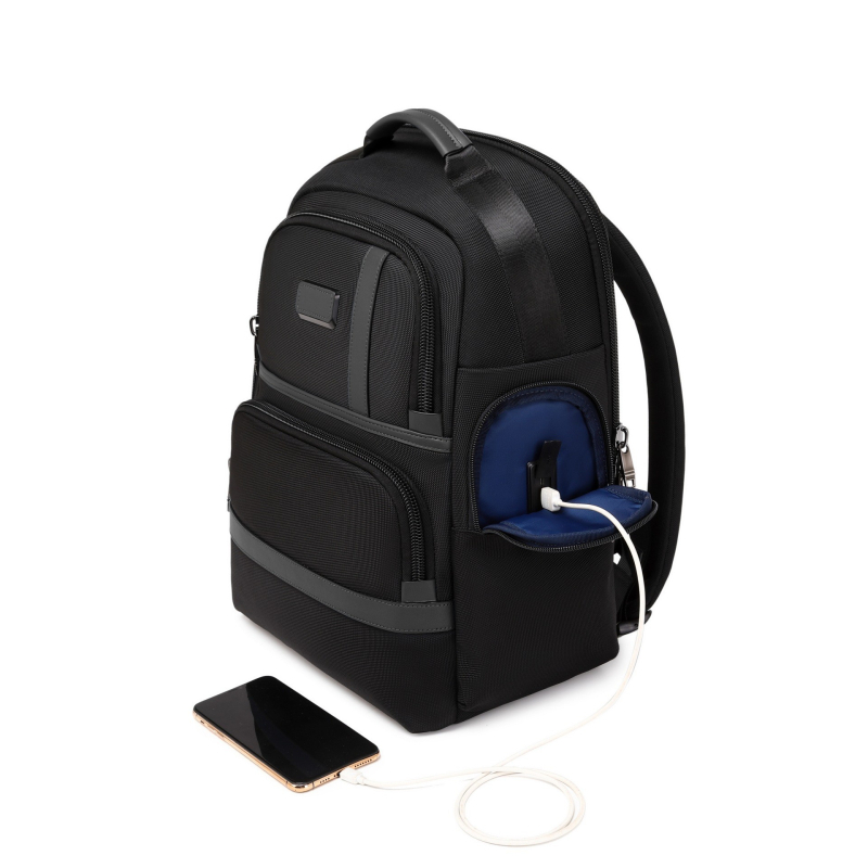 Čierny USB batoh na notebook 16-palcový, multifunkčný, s veľkou kapacitou, pre služobné cesty a cestovanie
