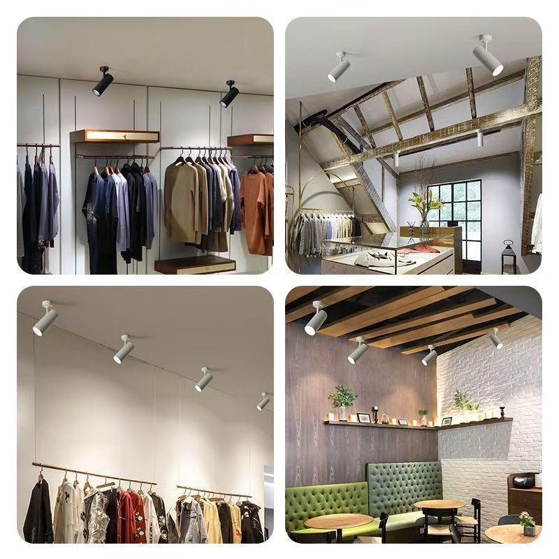 Spoturi LED montate pe suprafață pentru pereți de fundal comercial, spoturi COB montate pe tavan cu unghi reglabil, model nou pentru magazine de îmbrăcăminte