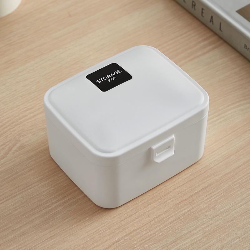 Cutie de depozitare portabilă minimalistă pentru încărcătoare și cabluri — organizator pentru birou cu capac, dimensiuni 12×10×6,5 cm, volum 1 L